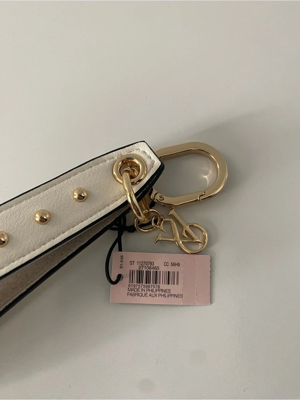 Victoria's Secret Refined Stud Narrow Wristlet Strap White Keychain NWT